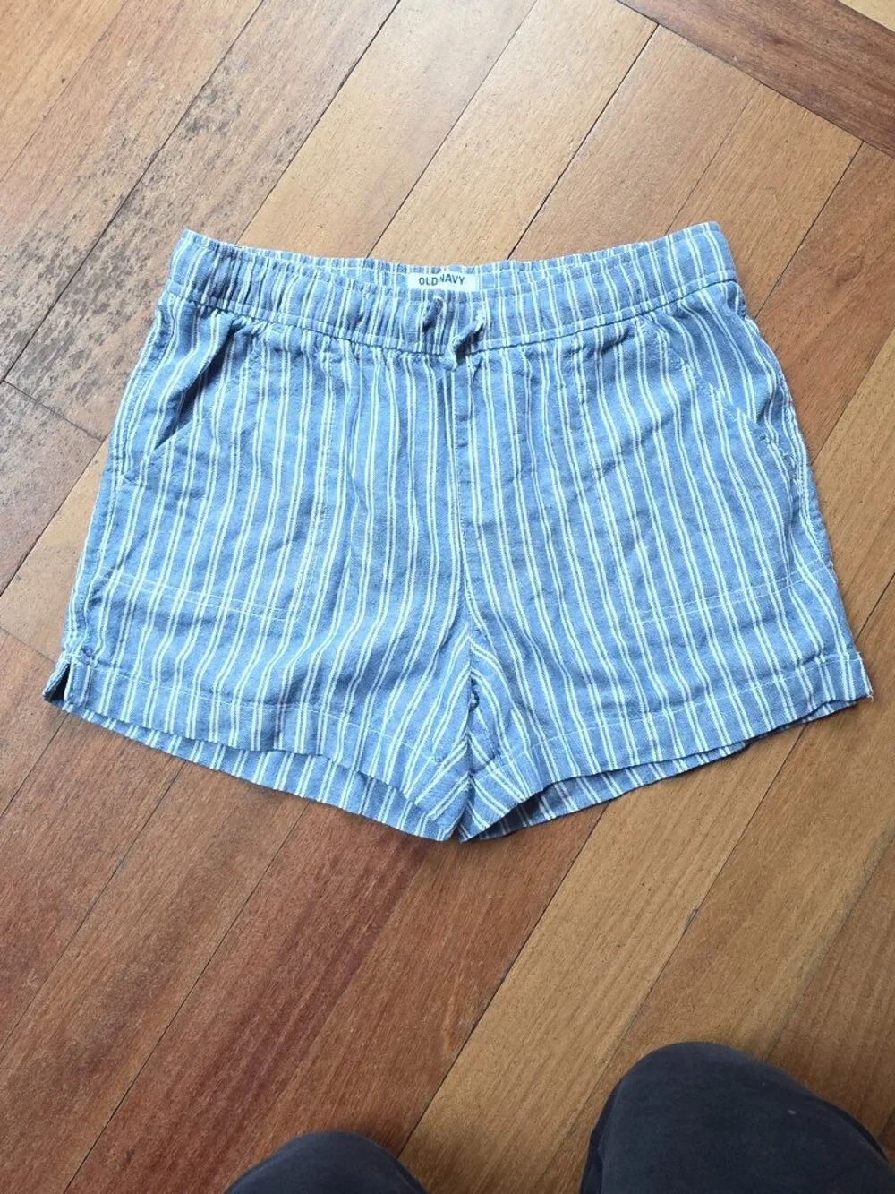 Old Navy Girls Blue/White Striped Linen Shorts Size XL (14-16)